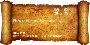 Modrovics Kolos névjegykártya